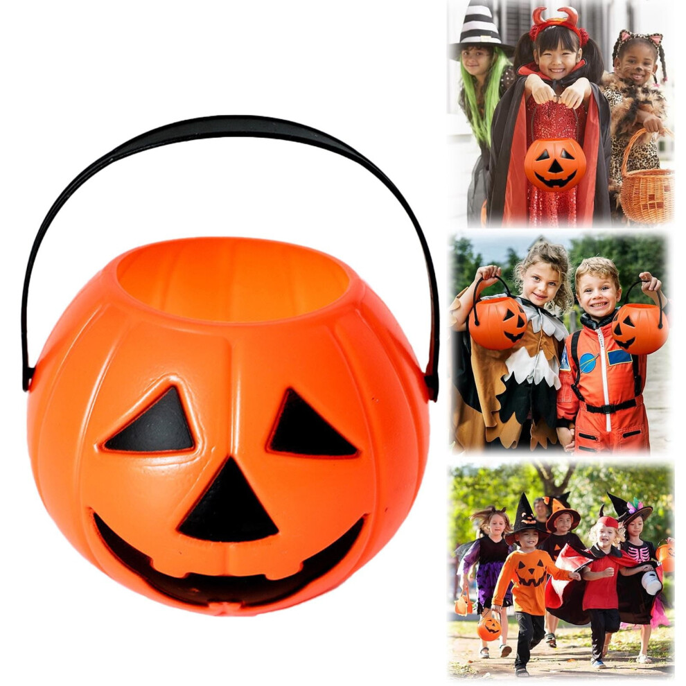 Halloween Plastic Pumpkin Candy Bucket Orange 1 Piece 9314556434914