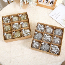 Christmas ornaments set silver shatterproof balls 9 pcs