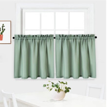 Kitchen Cafe Curtains Waffle Texture Light Filtering Sage 2