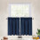 Kitchen Curtain Navy Blue Waffle Weave 30x30 Inch Short 1