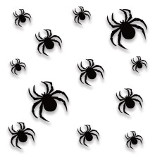 Halloween Spider Wall Stickers Black 36pcs