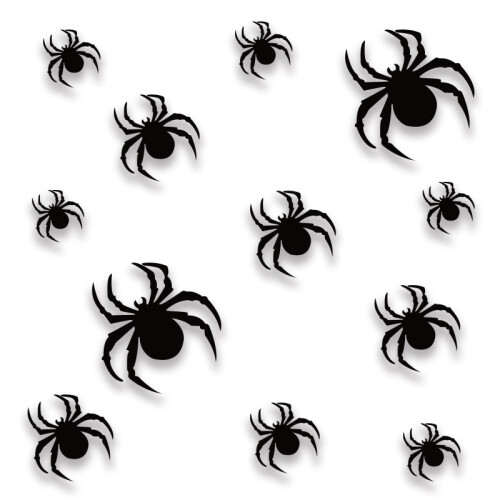 Halloween Spider Wall Stickers Black 36pcs