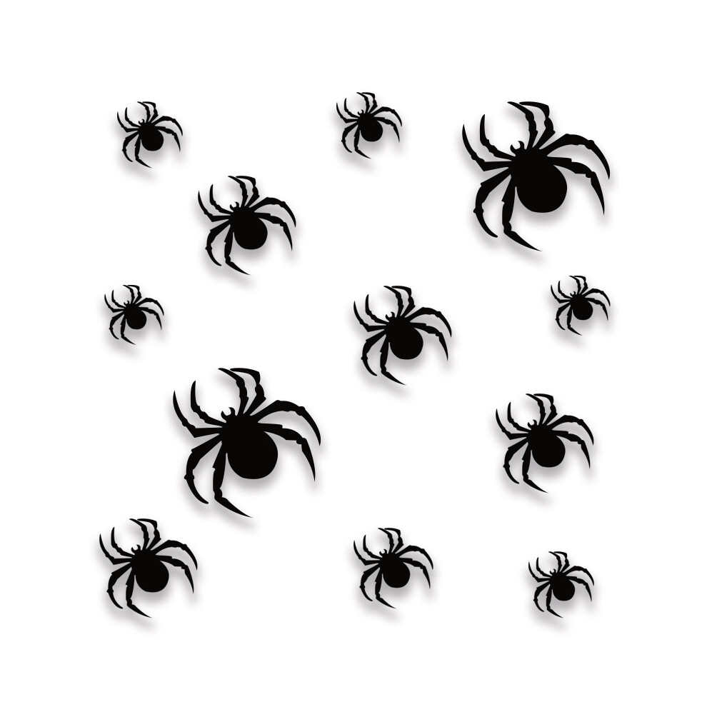 Halloween Spider Wall Stickers Black 36Pcs 9314556926457