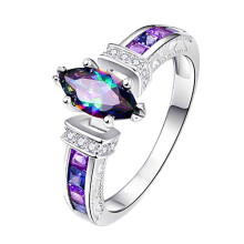 925 Silver Mystic Topaz Women's Wedding Ring Size 6-10