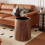 Retro wood grain garbage bin flip style brown 7
