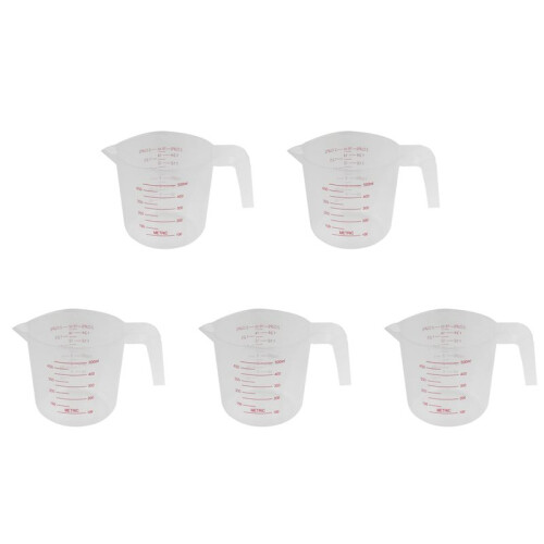 5X 500ml Home Lab Measuring Jug Pitcher Plastic Handle Pour Spout Container