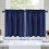 Kitchen Tier Curtains Navy Blue Waffle Weave 30x24 in 2 1
