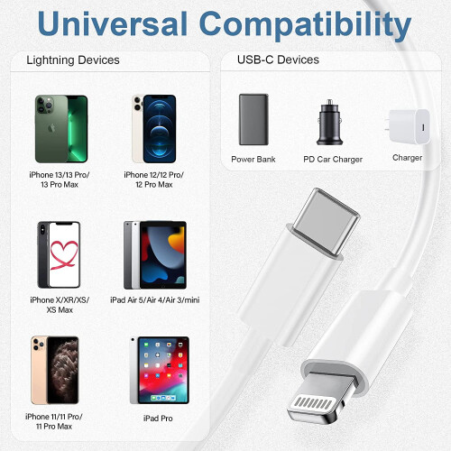 USB-C to Lightning Cable MFi Certified 6FT 2-Pack 2