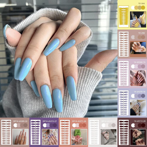 RUOYING Glossy Press-On Nails Long Square 24 pcs 1