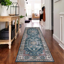 Bohemian washable rug boho vintage non-slip 2' x 6' teal