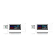 2X 6 i 1 USB-Testare DC4-30V IPS Display Digital SpäNning Effekt Timing KapacitetsmäTare Detektor för StröM, SpäNning, Vit
