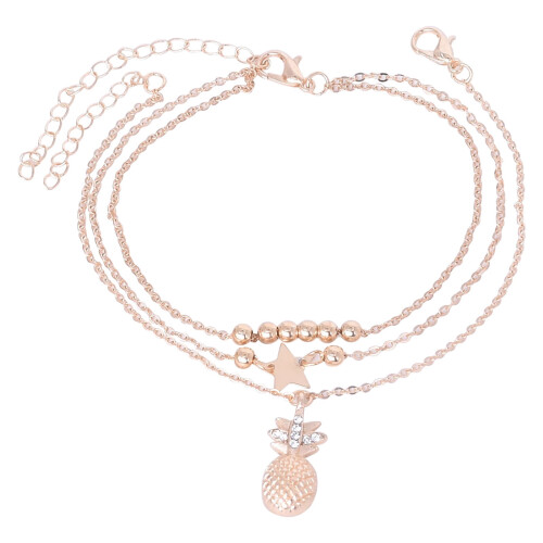 Alloy Pineapple Star Double-Layer Anklet