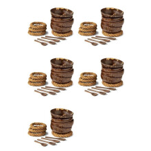 Coconut Bowls with Spoons & Stands - Set of 20 Coconut Shell Bowls + Wooden Spoons & No-Wobble Holders for Salad