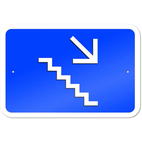 Downstairs stairs right arrow sign
