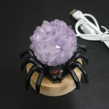 Natural Crystal Spider Lamp for Halloween Decoration