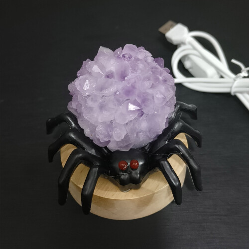 Natural Crystal Spider Lamp for Halloween Decoration