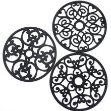Kyoffiie silicone trivet mat round floral 3 pcs