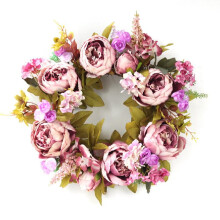 HESITONE peony wreath artificial spring door wreath 16 inch
