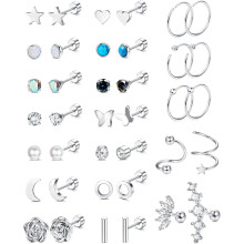 Surgical Steel Flat Back Stud Earrings Hypoallergenic 19