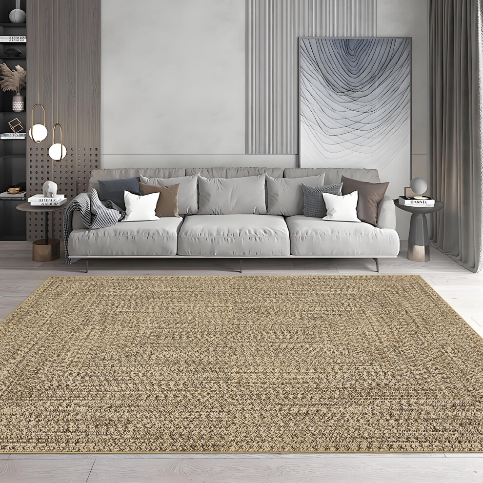 Haperlare woven modern area rug beige 5' x 7'