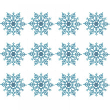 Blue Snowflake Ornaments Plastic Glitter 12 pcs