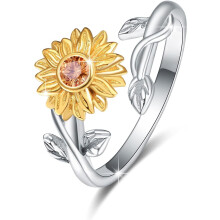 Cuoka sunflower ring for women 925 sterling silver CZ