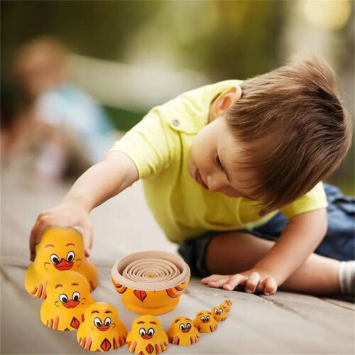 Wooden Yellow Duck Nesting Dolls Set 10 pcs 2