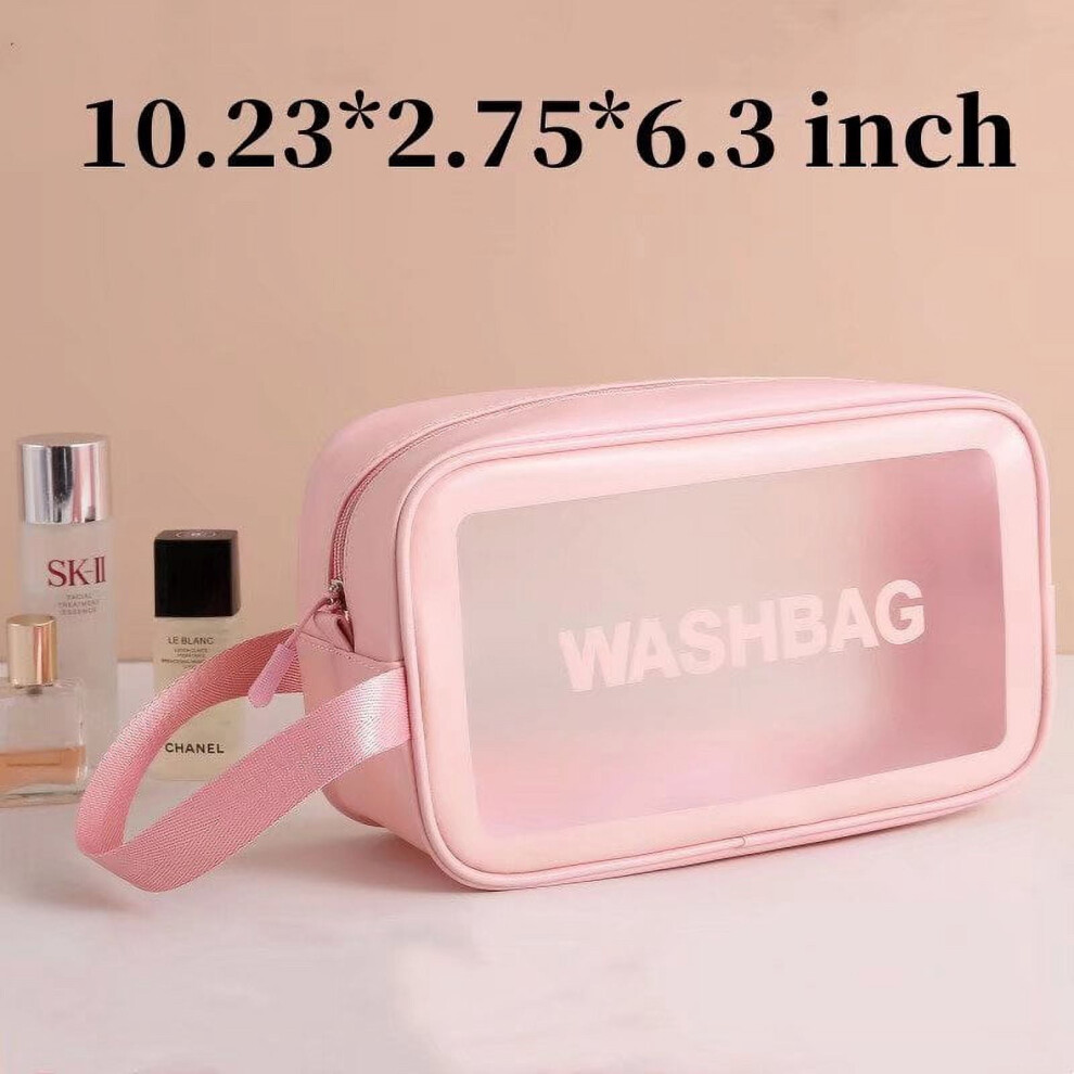 PVC Waterproof Cosmetic Bag Portable Translucent Medium Pink