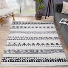 Haperlare geometric boho Moroccan area rug 4'x6' beige black