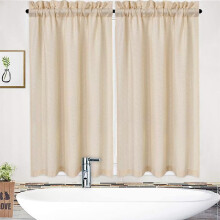 Short Waffle Weave Tier Curtains for Bedroom Kitchen
