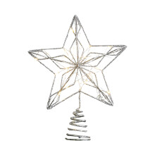 Harliver Silver Christmas Tree Topper Star with Warm White