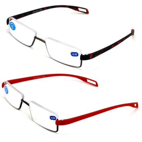 Reading Glasses Featherweight Half Rim +2.00 2 Pairs 1