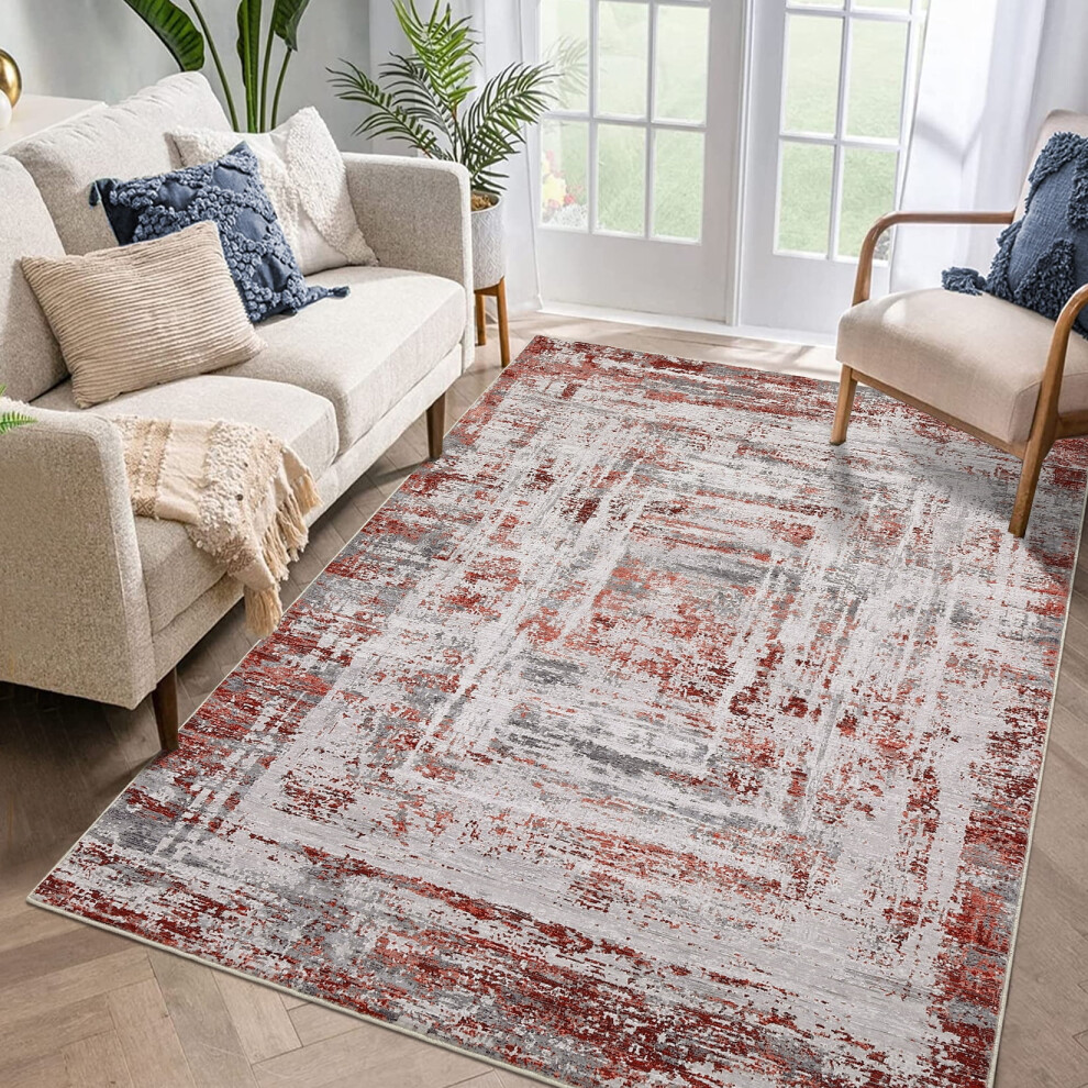 Harperlare distressed area rug red 5 ft x 7 ft