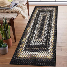 Vintage Braided Area Rug Black 2 ft x 10 ft
