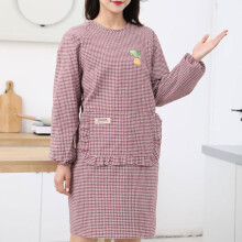 Women's Cotton-Linen Cooking Apron with Pockets Long Sleeve