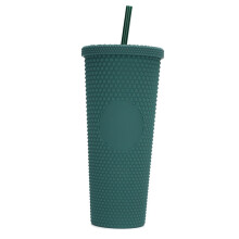 Happon plastic tumbler green 24 oz with lid and straw