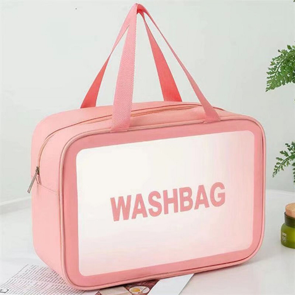 PVC Waterproof Translucent Cosmetic Bag Large Pink