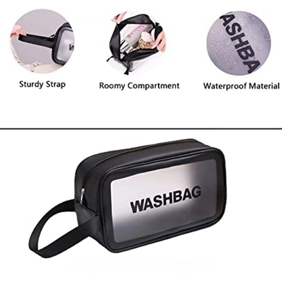 Clear Waterproof Toiletry Bag PU Zippered Makeup Organizer