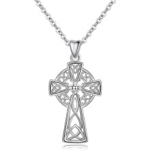 Celtic Cross Necklace 925 Sterling Silver One Piece