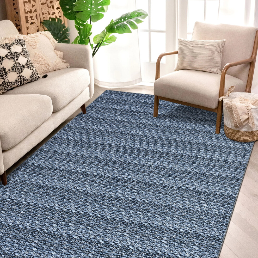 Haperlare blue woven area rug 5' x 7'