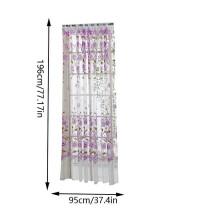 Blue Peony Voile Sheer Curtain 1 panel