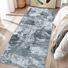 Abstract Grey Runner Rug for Hallway 2' x 6' Machine