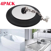 Bathroom Sink Stopper Rubber with Chain 4-Pack