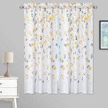 Haperlare Cafe Curtains Yellow Watercolor Floral 26x45 in