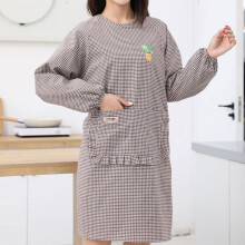 Women's Cotton-Linen Cooking Apron with Pockets Long Sleeve