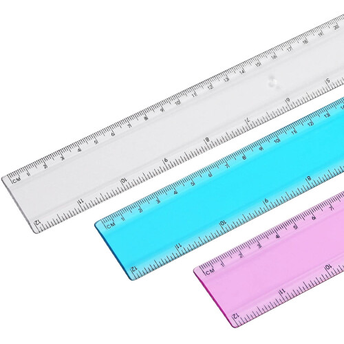 Plastic Straight Ruler Assorted Colors 12 Inch 3 Pack 2