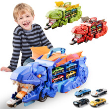 Dinosaur Truck Toy with Race Track 4 Cars Double