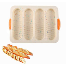 Mini loaf pan non-stick silicone 4-cavity beige
