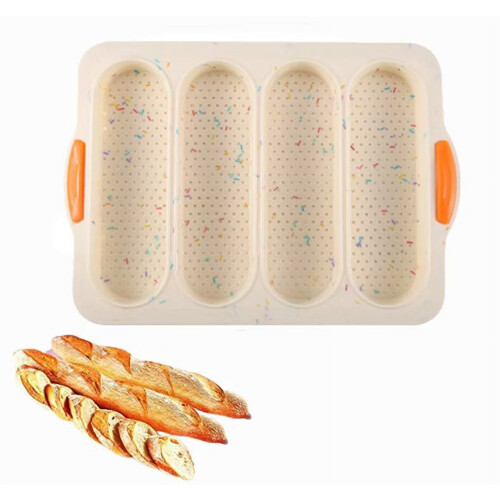 Mini loaf pan non-stick silicone 4-cavity beige