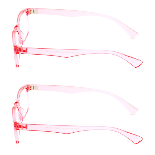 Reading Glasses Rectangular Translucent Coral Pink +3.25 2 2